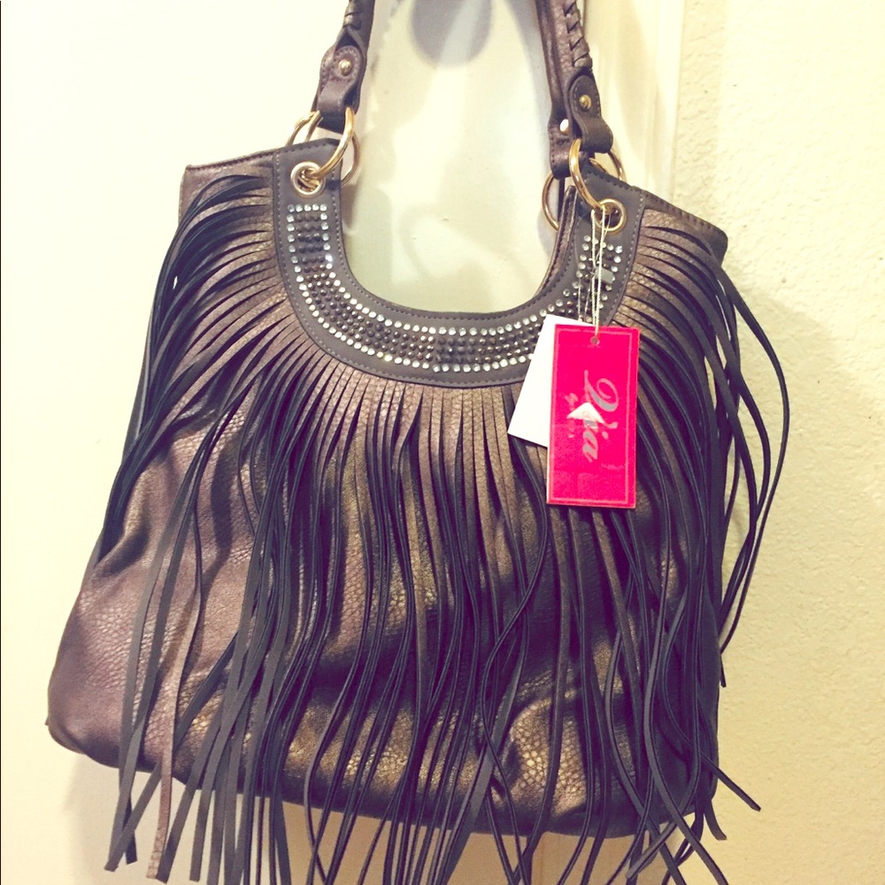 Via by Vieta fringe purse with rhinestones